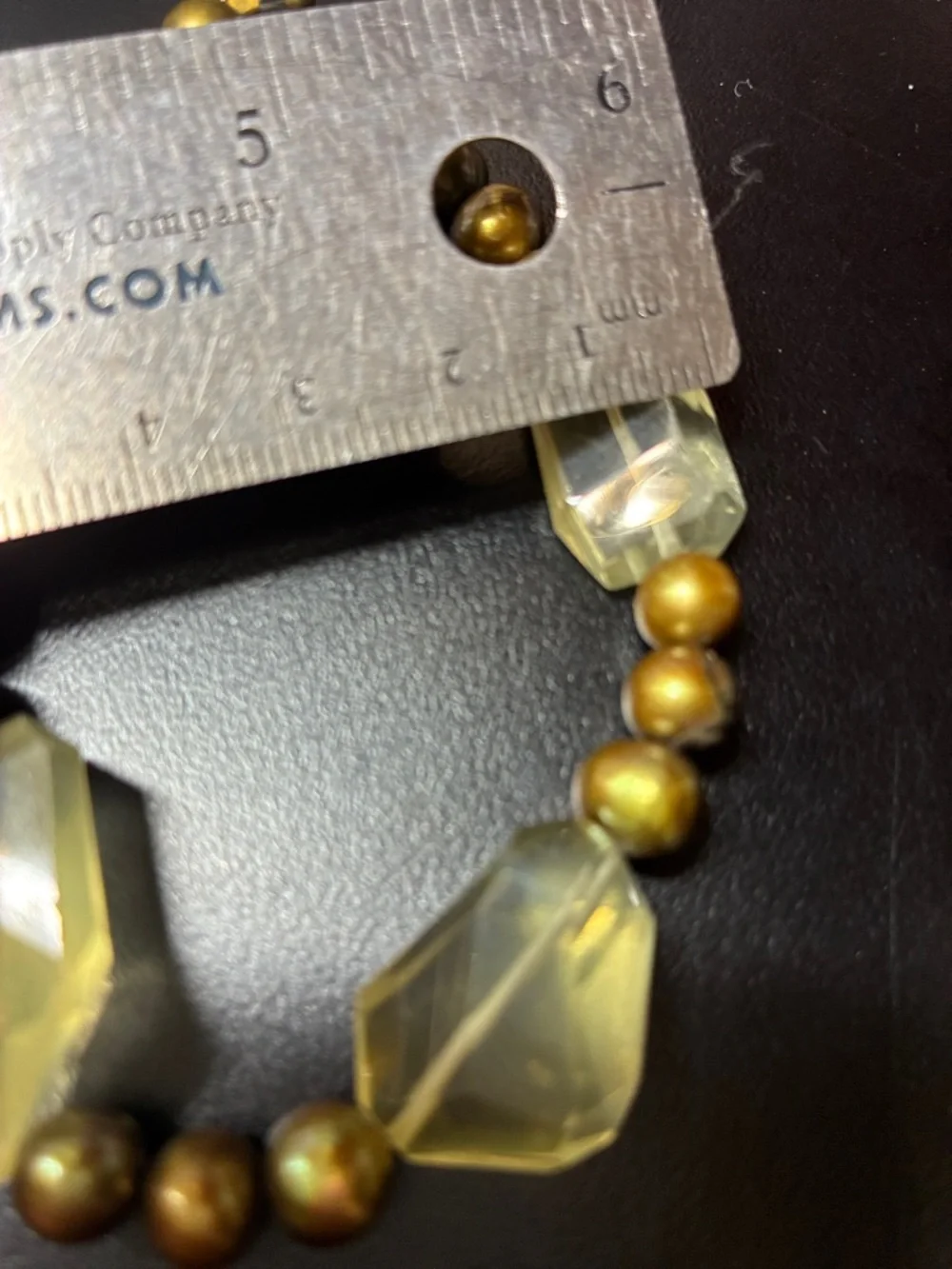 Israeli Cut natural lemon quartz gemstone and pearl magnetic clasp Bracelet - Picture 13 of 16